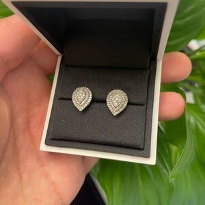 💎 half carat cluster style natural diamond earrings in sterling silver💎